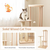 PETSITE 44 Inches Cat Tree, Multi-Level Modern Cat Tower with Sisal Scratching Post and Board, Padded Top Perch, and Hanging Balls, Minimal Wooden Cat Tree Tower for Indoor Cats Large Adult PETSITE