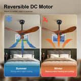 BOJUE 36 Inch Solid Wood Ceiling Fans Without Lights, 6 Speeds,Reversible DC Motor, Noisless, Black Ceiling Fan No Light, Modern Indoor Outdoor Ceiling Fan with Remote for Patio Living Room Bedroom BOJUE