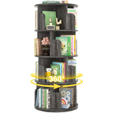 Besiost 360° Rotating 4-Tier Grey Oak Corner Bookshelf for Small Spaces Besiost