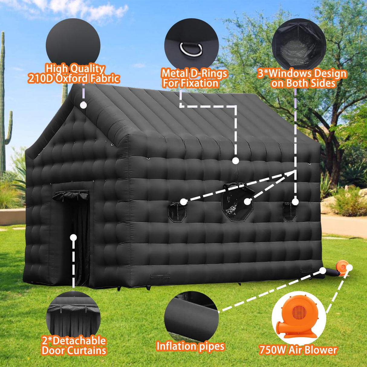 SAYOK Inflatable Nightclub 18x15x15 Ft, Inflatable Party Tent with Disco Ball Light, Inflatable Night Club Tent for Adults Wedding Birthday Backyard Party Business SAYOK