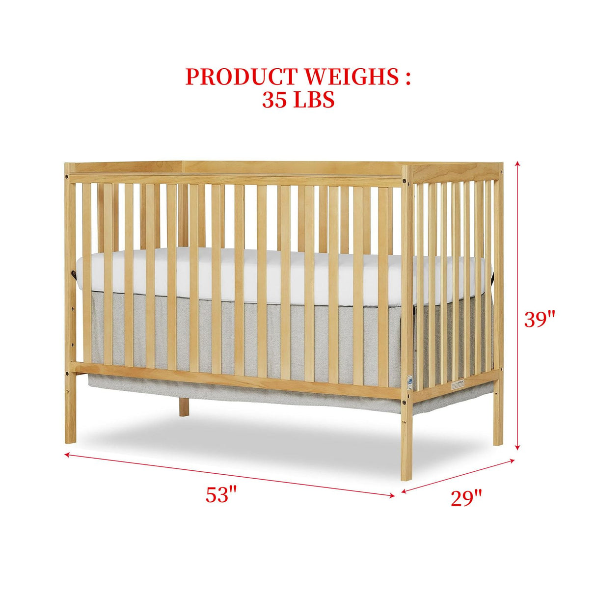 HZANHY 5-in-1 Baby Crib,Convertible Crib, Baby Crib, Converts from Baby Crib to Toddler Bed, Daybed and Full-Size Bed Frame, Fits Standard Full-Size Crib, Baby Bed Natural (Mattress not Included HZANHY