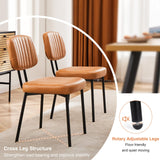 Sweetcrispy Dining Chairs Set of 4, Upholstered Mid Century Modern Kitchen Dining Room Accent Chairs with Faux Leather Cushion Seat & Metal Legs for Kitchen, Living Room - Brown Sweetcrispy