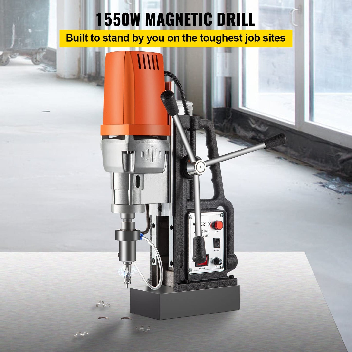 VEVOR 1680W MD50 Magnetic Drill 300 RPM Spindle Speed Electric Magnetic Drilling System with 2 Inch Boring Diameter and 2900 LBS Magnet Force - WoodArtSupply