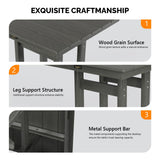 VINGLI 5-Piece Outdoor Patio Dining Set, Outdoor Table and Chairs Set w/Umbrella Hole, HDPE Weather-Resistant Square Table w/ 4 Ergonomic Patio Chairs for Garden, Backyard, Poolside(Grey, Square) VINGLI