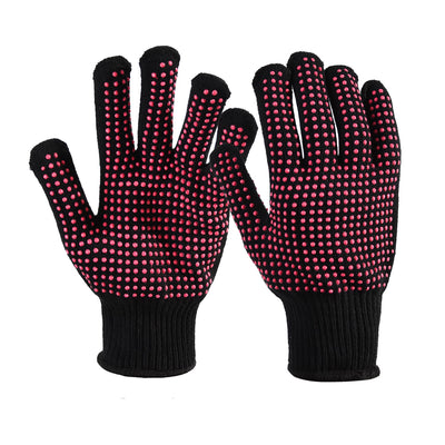 YANTAISIYU ‌2-Pack Heat-Resistant Gloves with Silicone Bumps Heat Blocking Gloves for Curling Hair Styling