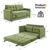 VINGLI Sofa Bed Full Size Pull Out Couch Bed Olive Green Futon Couch 64" W 84" L Loveseat Sleeper Floor Couches for Living Room Convertible Loveseat Sofa Foldable Sofa Bed VINGLI
