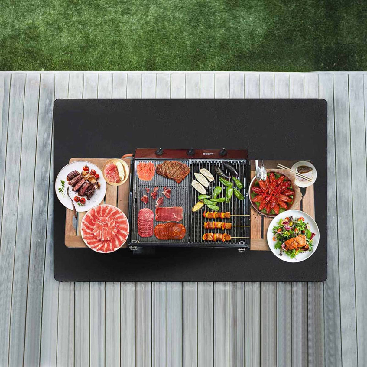 AiBOB Under Grill Mat, Premium Outdoor BBQ Mats Protect Decks and Patios, Absorbent Liquids Pad Under Grills, Reusable, Waterproof, 40x60 Black AiBOB