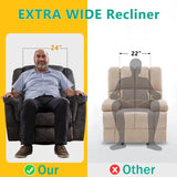 ANJ Rocking Recliner Chair Oversized Swivel Rocker Recliners, Comfy Glider Rocking Chairs for Big Man, Extra Wide Recliners Overstuffed Reclining Chair for Living Room, Grey ANJ