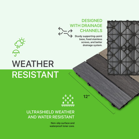 NewTechWood UltraShield Naturale 1 ft. x 1 ft. Quick Deck Outdoor Composite Deck Tile in Mixed Gray (10 sq. ft. per Box) NewTechWood