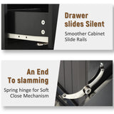 LOUVIXA Tilt Out Trash Can Cabinet Dog Proof with Double Wood Hidden Trash Can Holder, Kitchen Free Standing Recycling Cabinet（Black） LOUVIXA