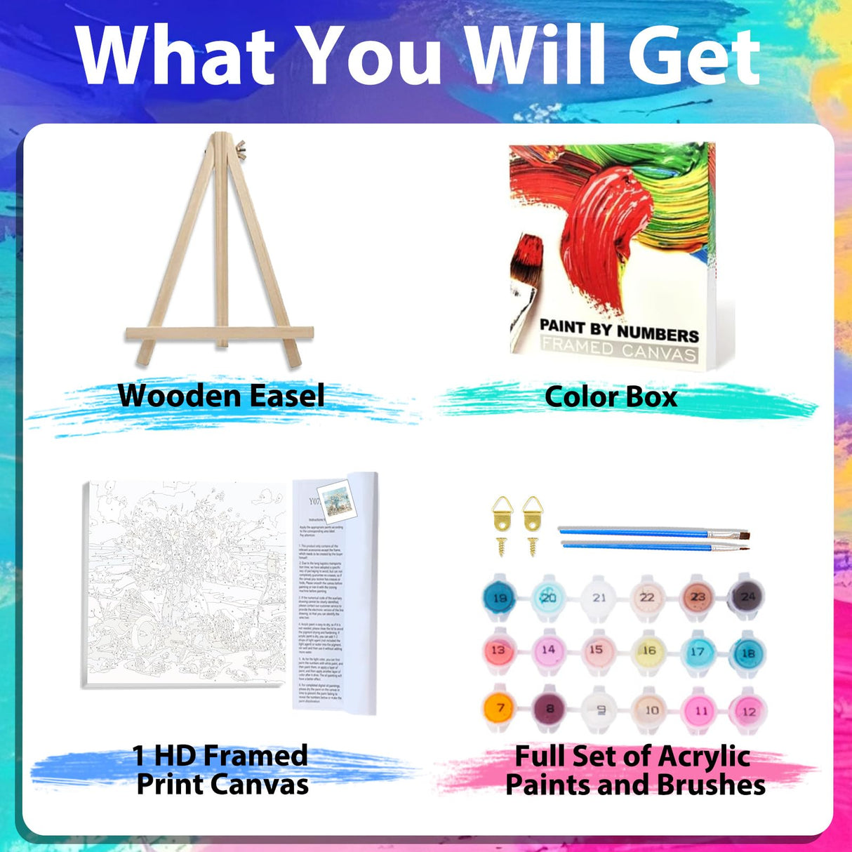 xcemhil Flower Paint by Numbers for Adults with Frame, Paint by Numbers Kit for Adults Beach, Framed Paint by Numbers Kit on Canvas for Gift Home Wall Decor 10x10 Inch xcemhil