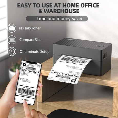 PEDOOLO Label Printer, Bluetooth Shipping Label Printer, 4x6 Thermal Printer for Shipping Packages, Compatible with Android. iPhone.Windows, Mac, Chromebook, Amazon, Ebay, UPS.USPS, FedEx, Shopify PEDOOLO