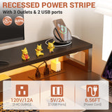 Aheaplus L Shaped Desk with File Drawer, 72.8" Reversible L Shaped Computer Desk with Power Outlet & LED Strip, Gaming Desk with Long Monitor Stand, Office Desk Corner Desk with Storage Shelf, Black Aheaplus