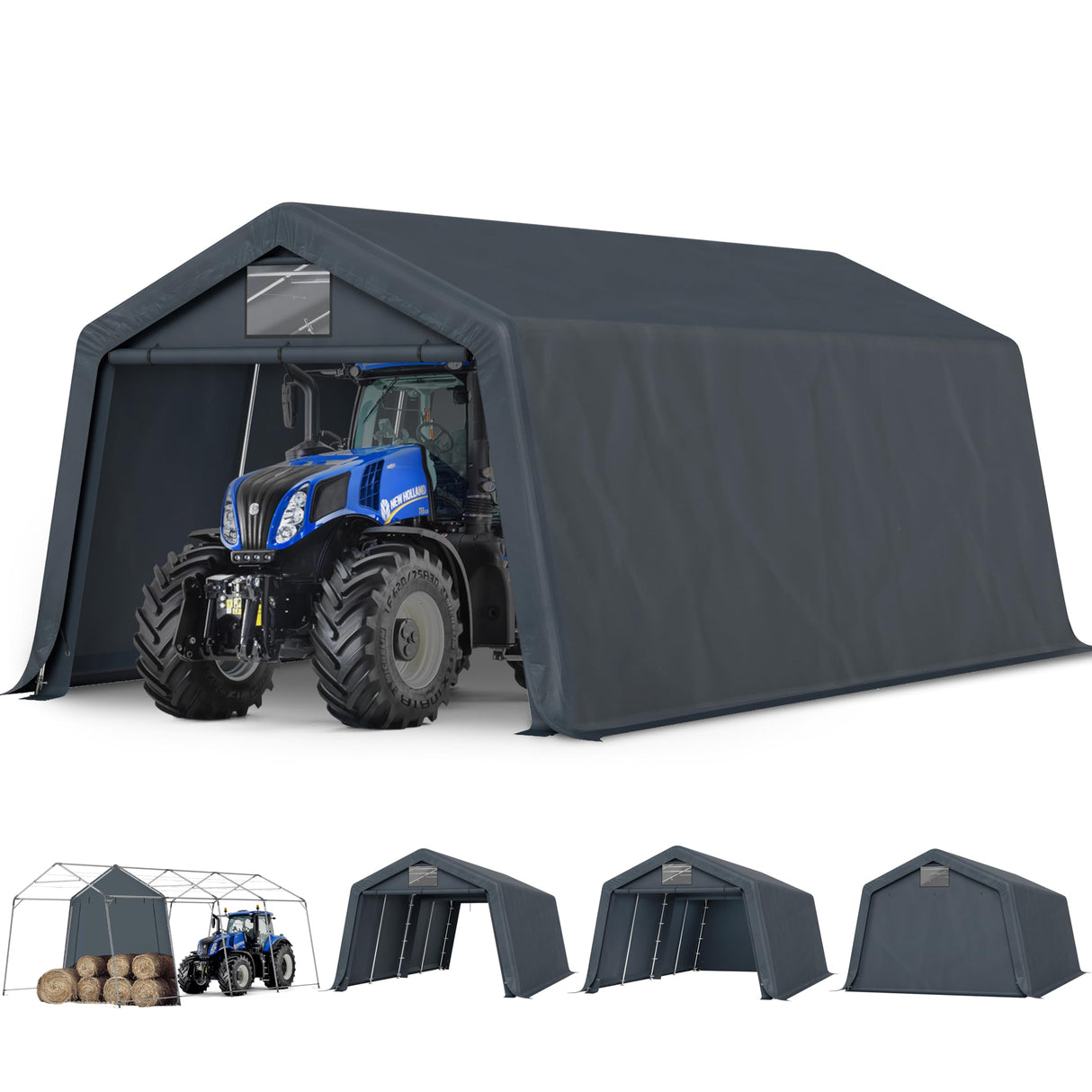 HERA'S PALACE 13x22 ft Heavy Duty Carport Portable Canopy Storage Shelter Shed with Metal Frame and Divider Curtain All-Season Tarp for Car Boat Truck Motorcycle HERA'S PALACE