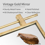 NXHOME Gold Bathroom Mirror 20" x 28" Brushed Gold Rustic Rectangle Metal Framed Barn Door Farmhouse Bathroom Vanity Mirror for Over Sink, Foyer Entryway Decor NXHOME
