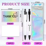 30 Sublimation Pens Set - 10 Blank Heat Transfer Pens,10 Resealable Pen Packaging Bags w/ 10 Foil Thank You Cards,Personalized Pen Diy for Christmas New Year Gift Office School Stationery Supplies Idealmuzik