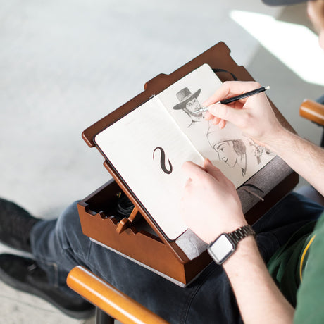 SideKiix Wooden Tilting Lap Desk for Writing, Drawing, Laptop Work, and More, Height Adjustable Compact Table with Slide-Out Mouse Pad, Internal Storage, Wrist Support, Dark Wood, SX-LAPD-1 Sidekiix