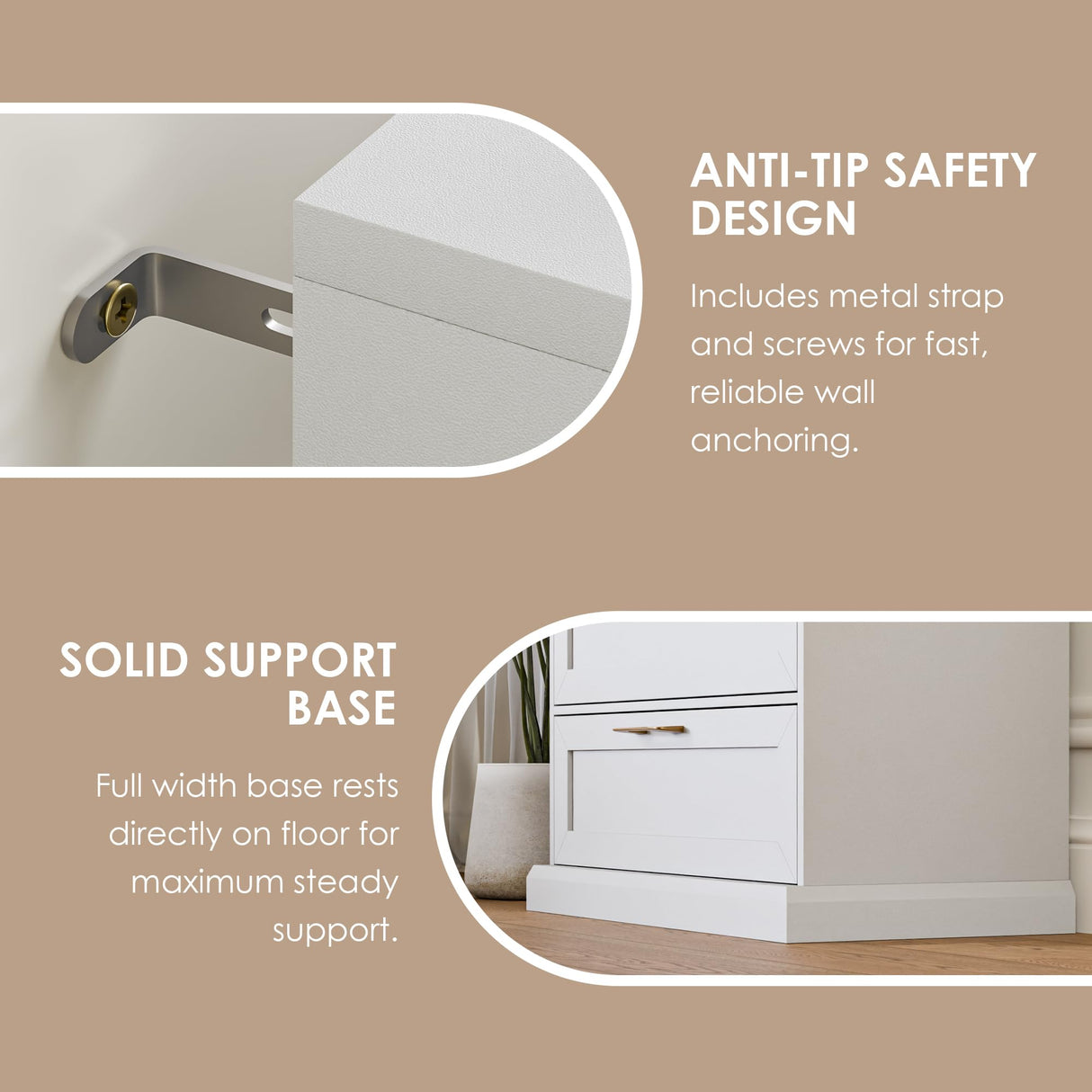 Zamildon's 5 Drawer Dresser, 47" Tall Dressers for Bedroom with Anti-Tip Device, White Modern Storage Closet with Handle for Hallway,Entryway Zamildon's