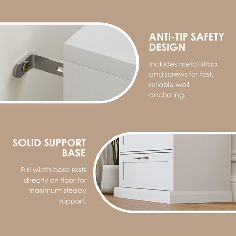 Zamildon's 5 Drawer Dresser, 47" Tall Dressers for Bedroom with Anti-Tip Device, White Modern Storage Closet with Handle for Hallway,Entryway Zamildon's