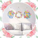 Menkxi 3 Set 5d Spring Diamond Painting Hanging Spring Flower Diamond Art Kits Sign Wreath Tulip Spray Bottle DIY Crystal Paint Arts and Crafts Set for Garden Door Window Ornaments Menkxi
