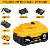 Xmenany 4Pack 20V 6000mAh Replacement for Dewalt 20V Lithium Battery Max DCB200 DCB206 DCB201 DCB203 DCB181 DCB180 DCD/DCF/DCG/DCS Series Xmenany