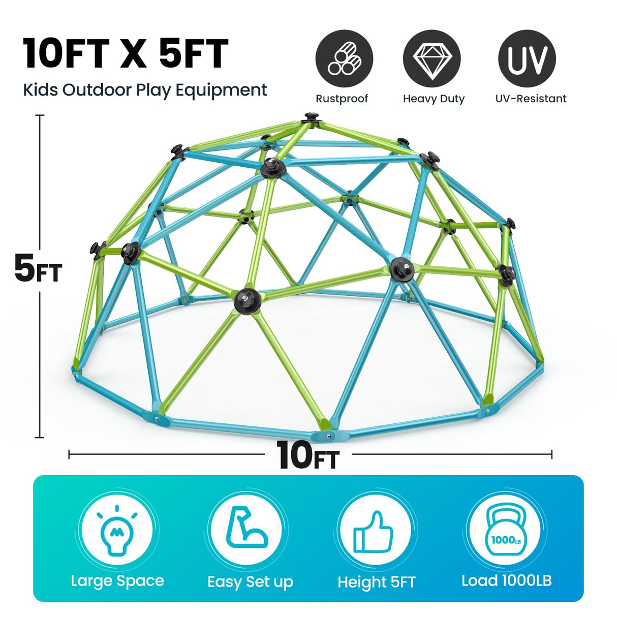 Easyego Climbing Dome, 10FT Jungle Gym with Swing for Kids 3 to 10 Outdoor Play Equipment, Supports 800lbs Toddler Play Set, Anti-Rust & Easy Assembly, Gift for Boys Girls Easyego