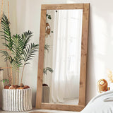 ABSWHLM Full Length Mirror 71"x32" – Solid Wood Frame, HD Tempered Glass, Wall Mounted & Leaning, Rustic Modern Decor for Bedroom, Living Room, Entryway, Light Brown ABSWHLM