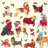 Ideal Home Range Boston International IHR 3-Ply Paper Napkin, 20-Count Cocktail Size, Christmas Dogs Boston International
