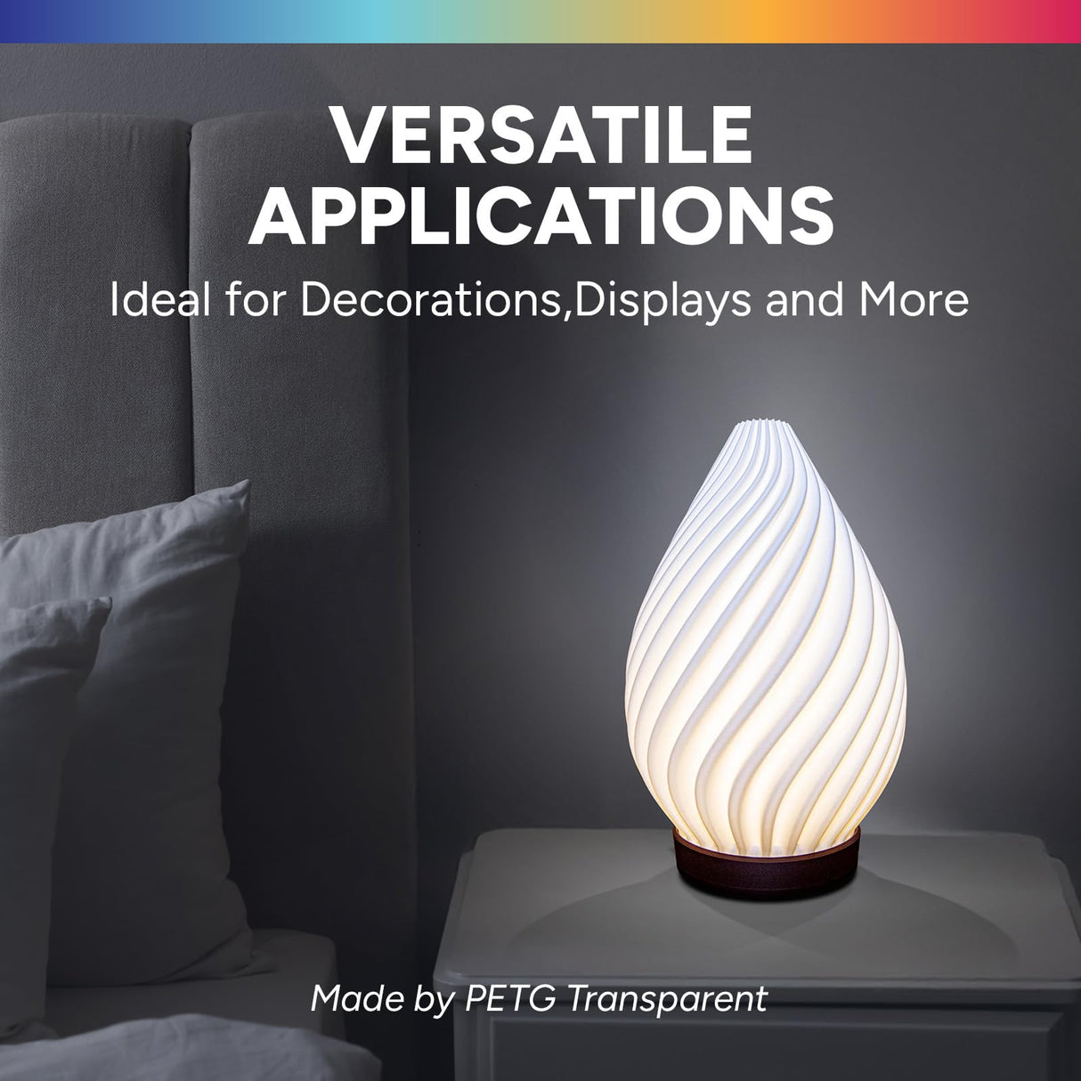 OVERTURE Transparent Filament Clear PETG Filament 1.75mm, PETG Transparent 3D Printer Consumables, 1kg Filament (2.2lbs), Dimensional Accuracy Probability +/- 0.02 mm,Transparent OVERTURE