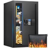 Safe Box, 3.2 Cuft Home Safe with Fireproof Waterproof Bag, Anti-Theft Digital Security Safes with Smart Alert System, Removable Shelf, Mute Function, Document Safes for Money Jewelry FOWORE