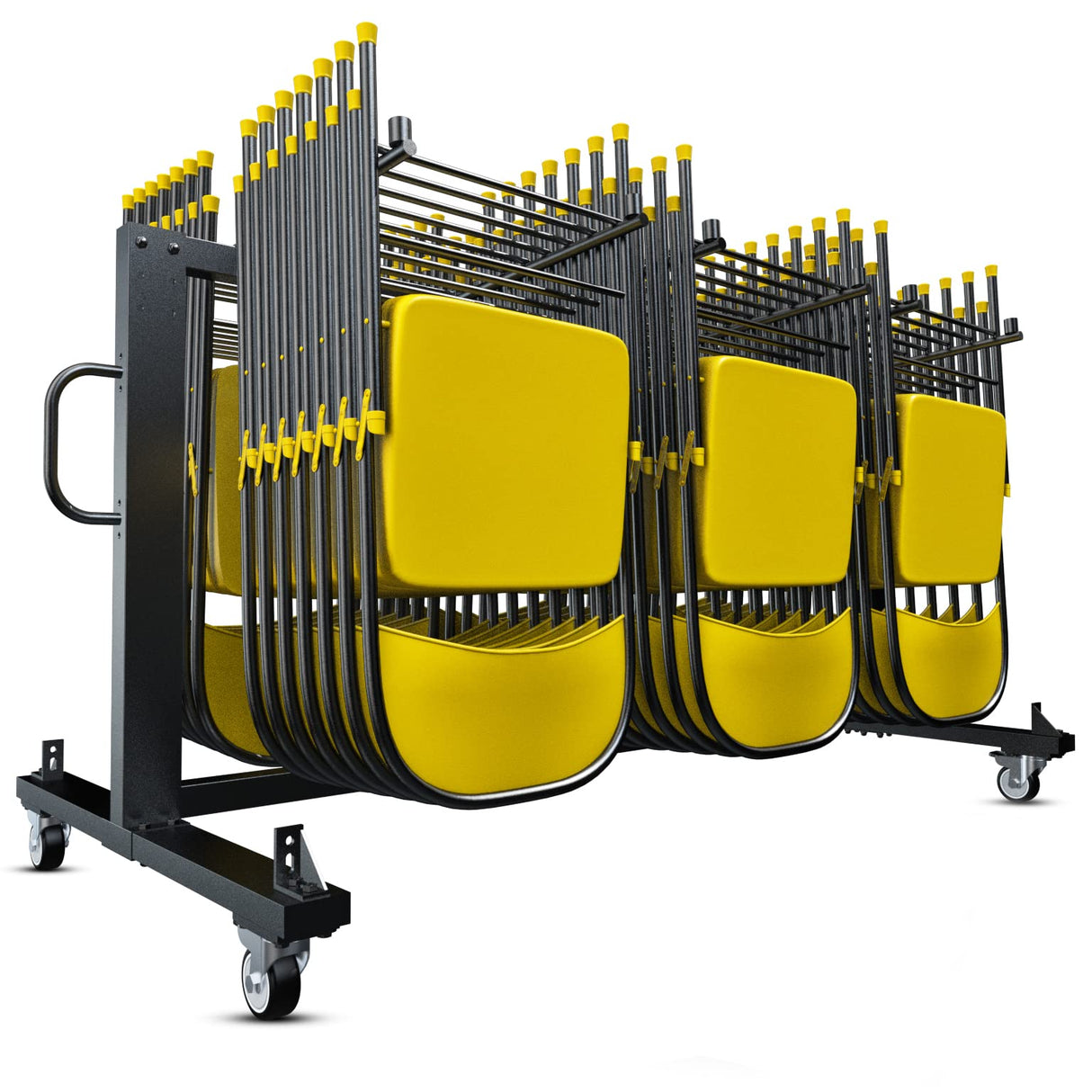 UPGORILO Folding Table and Chairs Cart - Innovative Mobile Chair Dolly, 42 Folding Chairs Capacity, Heavy Duty Metal Folding Chair Rack with Rubber Locking Wheels UPGORILO