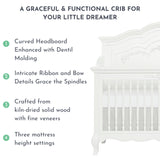 Evolur Aurora 5-in-1 Convertible Crib in Frost, Greenguard Gold Certified, Features 3 Mattress Height Settings, Sturdy and Spacious Baby Crib, Wooden Furniture Evolur