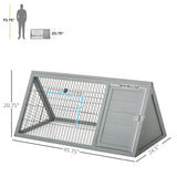 PawHut 46" x 24" Wooden A-Frame Outdoor Rabbit Cage Small Animal Hutch with Outside Run & Ventilating Wire, Gray PawHut