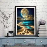ZQEATRY Moon Diamond Painting Kits for Adults,DIY Moonlight Beach Diamond Art Kits,5D Full Drill Painting Kits with Arts and Crafts for Home Wall Decor 11.8 X 15.7Inch ZQEATRY