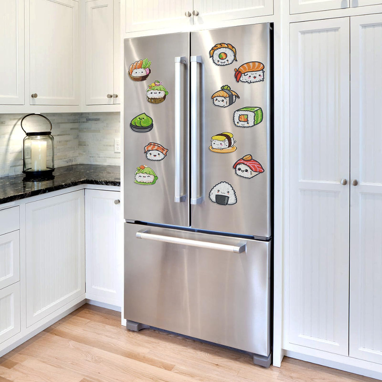 Sitsink Sushi Diamond Art Magnets - Cute Food Theme Diamond Painting Refrigerator Stickers, 3D Gem Art Rhinestone Crafts Kit for Adult Women Sitsink