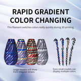 GolGeo 1.75mm Silk 3D Printing Filament Bundle, for Most of FDM Printer,Fast Color Change, (Rainbow S Series - Black&Red&Yellow/Black&Blue&Purple/Pink&White&Black/Red&Yellow&Blue, 4 x 200g) GolGeo