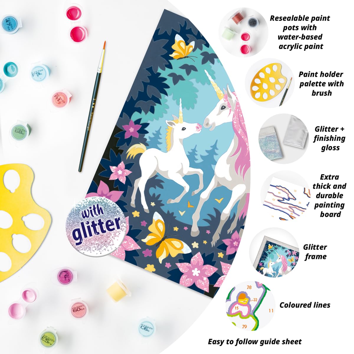 Ravensburger CreArt Hello Little Unicorn Paint by Numbers Kit for Kids - 25976 - Painting Arts and Crafts for Ages11 and Up Ravensburger