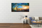 Cao Gen Decor Art S06750 Giant Wave Water Wall Art Canvas Prints 1 Panels Ocean Waves Pictures Paintings with Sunset Blue Seascape Framed for Living Room Bedroom Kicthen Office Artwork Cao Gen Decor Art