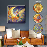 WSLWXSHM 5D Special Shape Diamond Art Kits for Beginners, Diamond Painting Kits for Adults Moon Fairy, Crystal Rhinestones Diamond Painting for Home Wall Decoration Gift 12×12inch, Elf Girl WSLWXSHM
