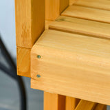 Outsunny 2-Person Patio Swing Glider Bench with Quick Drying Design and Wide Armrest, Wood Rocking Chair Loveseat for Backyard Garden Porch, Natural Outsunny