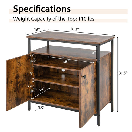 Giantex Buffet Cabinet with Storage, 2-Door Kitchen Sideboard with Shelves, Cable Holes, Industrial Coffee Bar Cabinet, Console Table for Entryway, Living Room, Rustic Brown Giantex