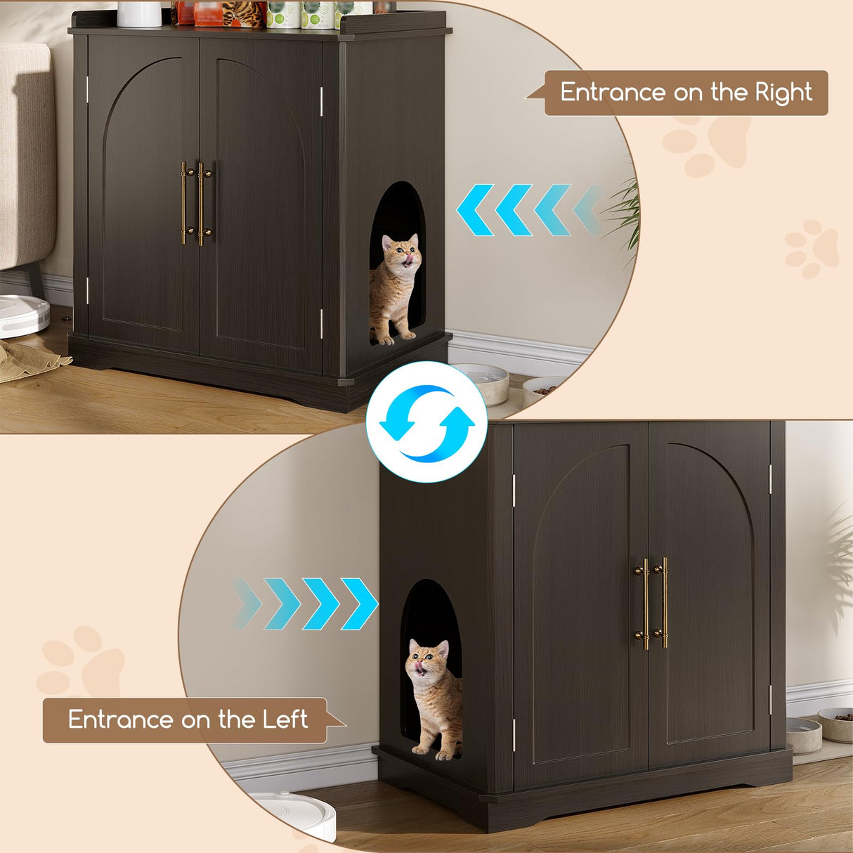 Halitaa Cat Litter Box Enclosure Furniture, Hidden Litter Box Furniture with Removable Dividers, Reversible Entrance Can Be on Left or Right Side, for Hallway, Bedroom, Black, 31.4" L Halitaa