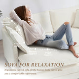 SoarFlash Chenille Sectional Sofa, Comfy L Shaped Modular Coush Sofa with Ottoman, Modern 2 Seat Couch Deep Seat Sofa Set for Living Room,White SoarFlash