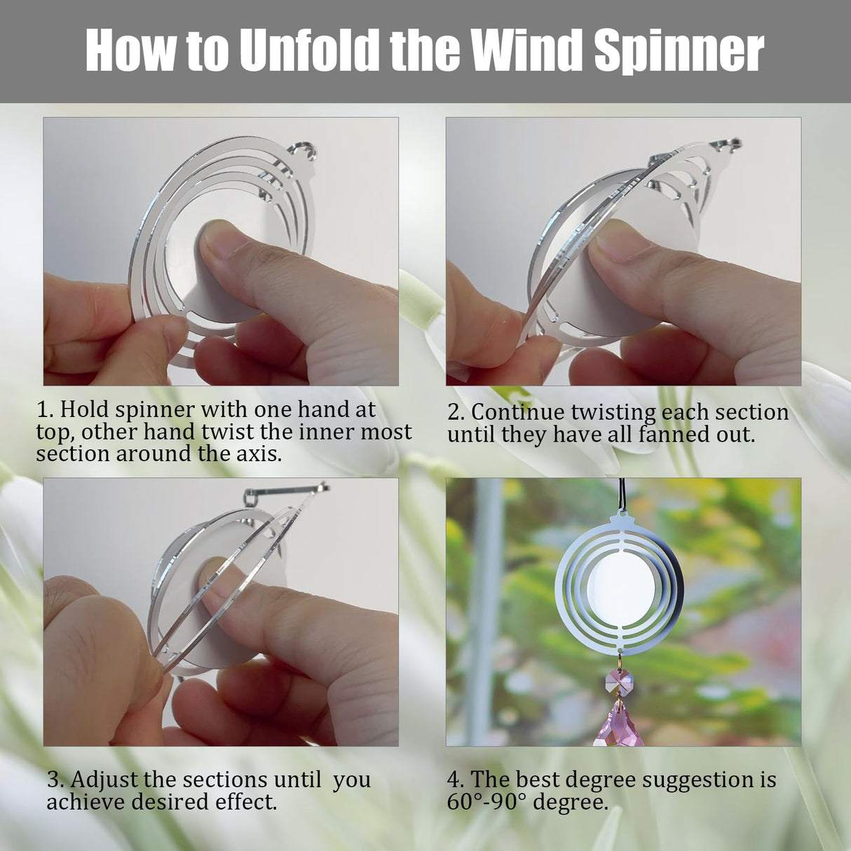 WindMage 16 Pack 3inch 4inch Sublimation Wind Spinner Blanks 3D Aluminum Metal Wind Sculpture Kinetic Spinners for Yard and Garden Indoor Art Sublimation Christmas Ornament Hanging Decoration WindMage