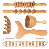 OYAMEQICH Wood Therapy Massage Tools Maderoterapia Kit Body Sculpting Tools for Lymphatic Drainage and Anti-Cellulite .Wood Massager Roller Rpoe for Back and Muscle Pain Relief (Medium) OYAMEQICH