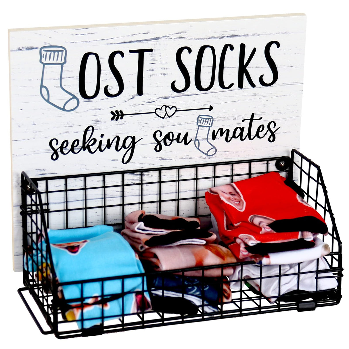 Bnesi Lost Socks,Laundry Room Organization, Farmhouse Laundry Room Decor And Accessories Of Tidying Socks,Rustic Wooden Laundry Sign Wall Decor (style1 black) Bnesi