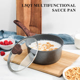 SENSARTE Nonstick Sauce Pan with Lid Saucepan Set, Swiss Granite Coating Sauce Pot Kitchen Cooking Pot, Induction Comptable, PFOA Free, 1.5 + 2.5 QT SENSARTE