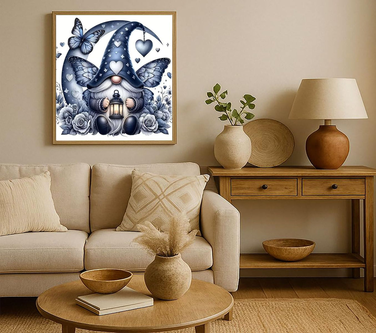 5D Gnome Diamond Art Kits for Adults, Full Round Drill Dot Flowers Diamond Painting Kits for Beginners Butterfly,DIY Gem Art and Crafts Paint by Diamonds Love Heart,Home Wall Decor 13.7X13.7Inch SJDIYSTORE