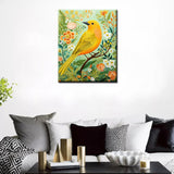 Bright Yellow Bird with Green Floral Paint by Numbers Kits 16x20 inch Canvas Romantic DIY Oil Painting for Kids, Students, Adults Beginner with Brushes Acrylic Pigment Drawings Gift(without Frame) Tucocoo