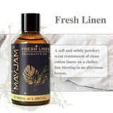 MAYJAM 100ML/3.38FL.OZ Fresh Linen Fragrance Oils with Glass Dropper, Essential Oils for Diffusers for Home, Long Lasting Scented Oils for Diffusers Soap Candle Making MAYJAM